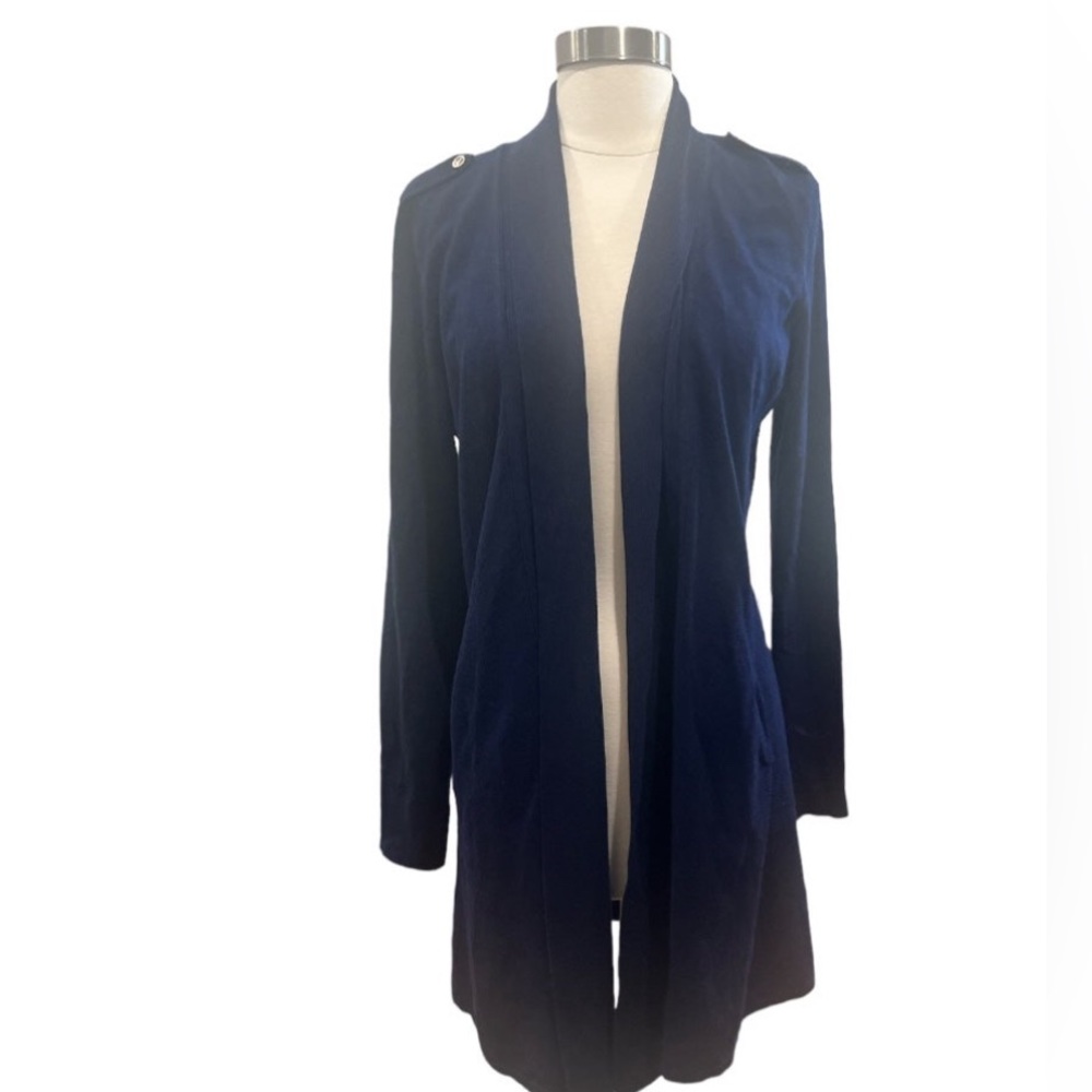WHBM White House Black Market Womens Cardigan Long Navy Sz M
